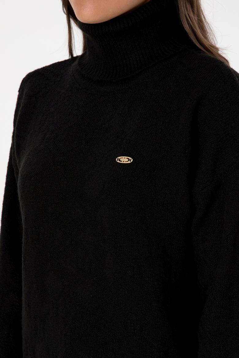 Kadın Siyah Boğazlı Kazak - 50309658034