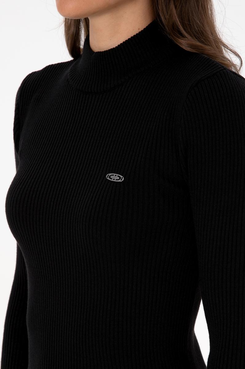 Kadın Siyah Balıkçı Yaka Kazak