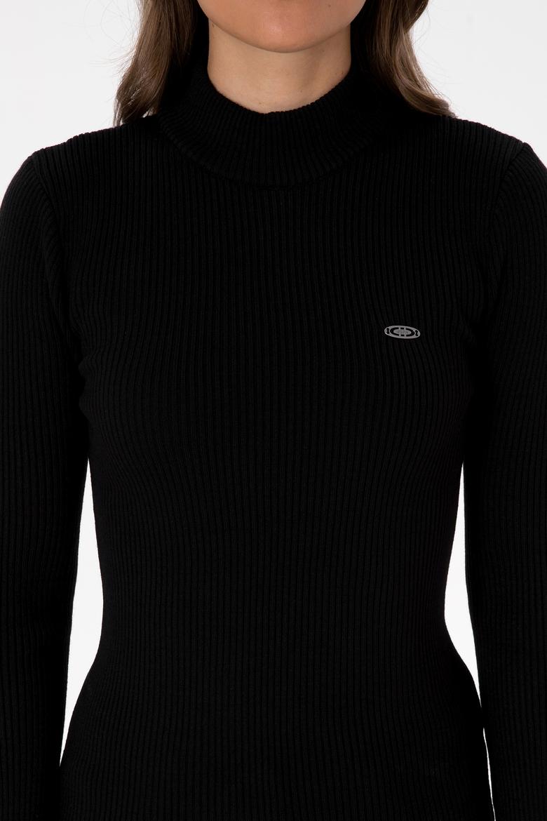 Kadın Siyah Balıkçı Yaka Kazak - 50315937002