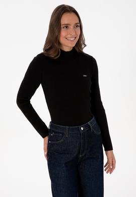 Kadın Siyah Balıkçı Yaka Kazak - 50315937002