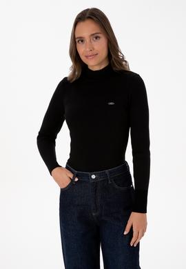 Kadın Siyah Balıkçı Yaka Kazak - 50315937002