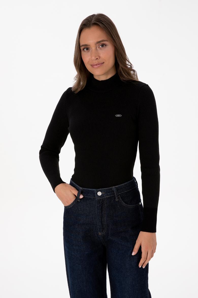 Kadın Siyah Balıkçı Yaka Kazak - 50315937002