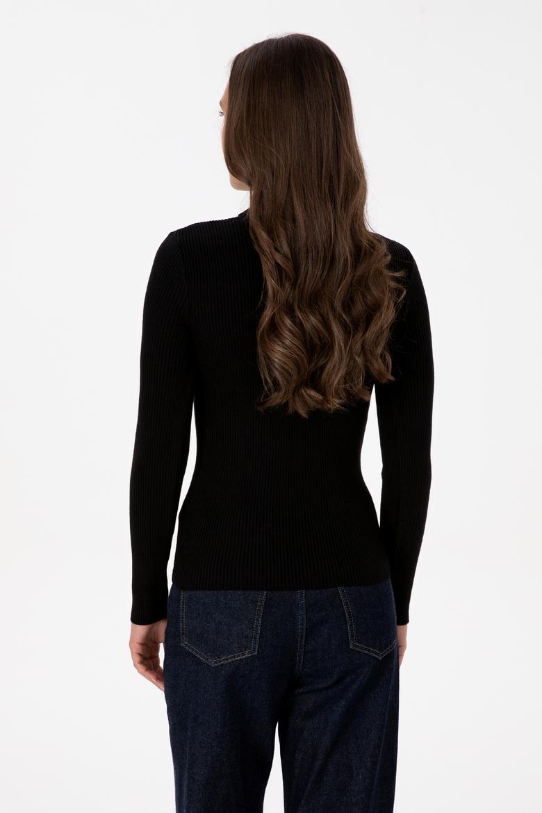 Kadın Siyah Balıkçı Yaka Kazak - 50315937002