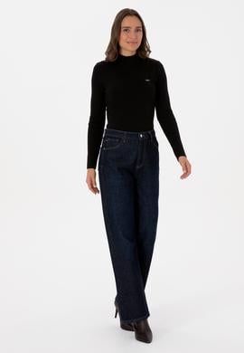 Kadın Siyah Balıkçı Yaka Kazak - 50315937002