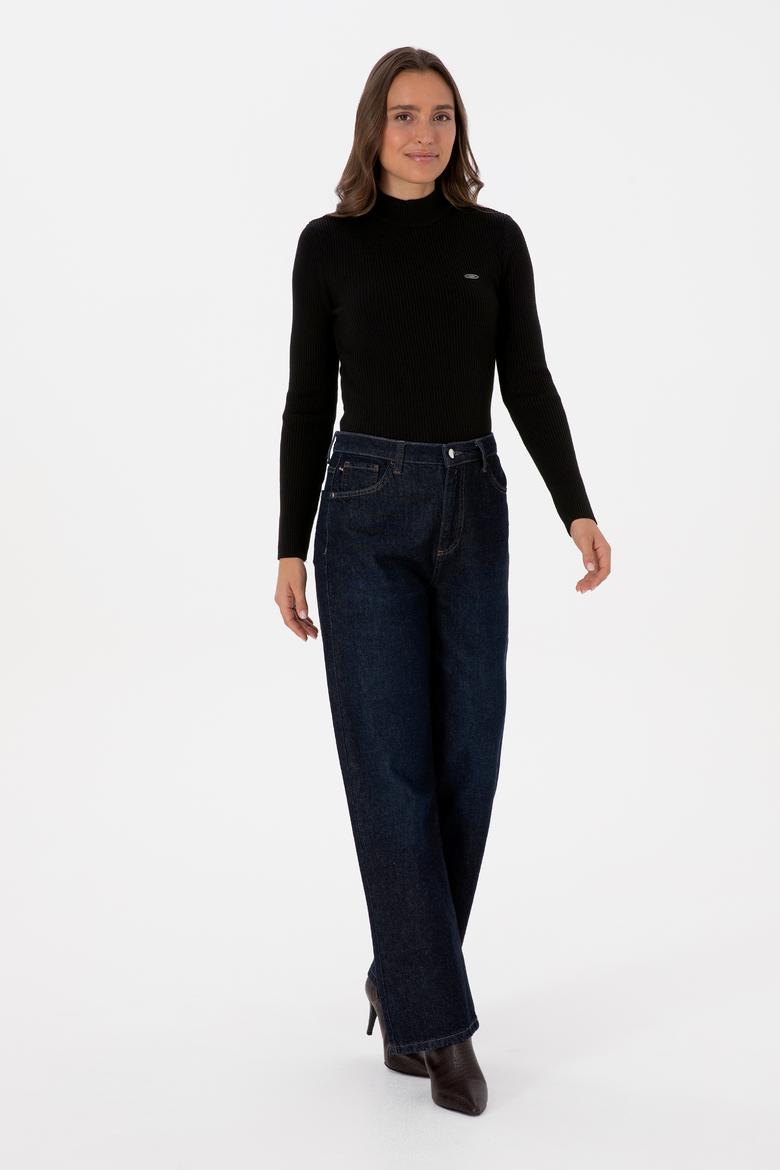 Kadın Siyah Balıkçı Yaka Kazak - 50315937002