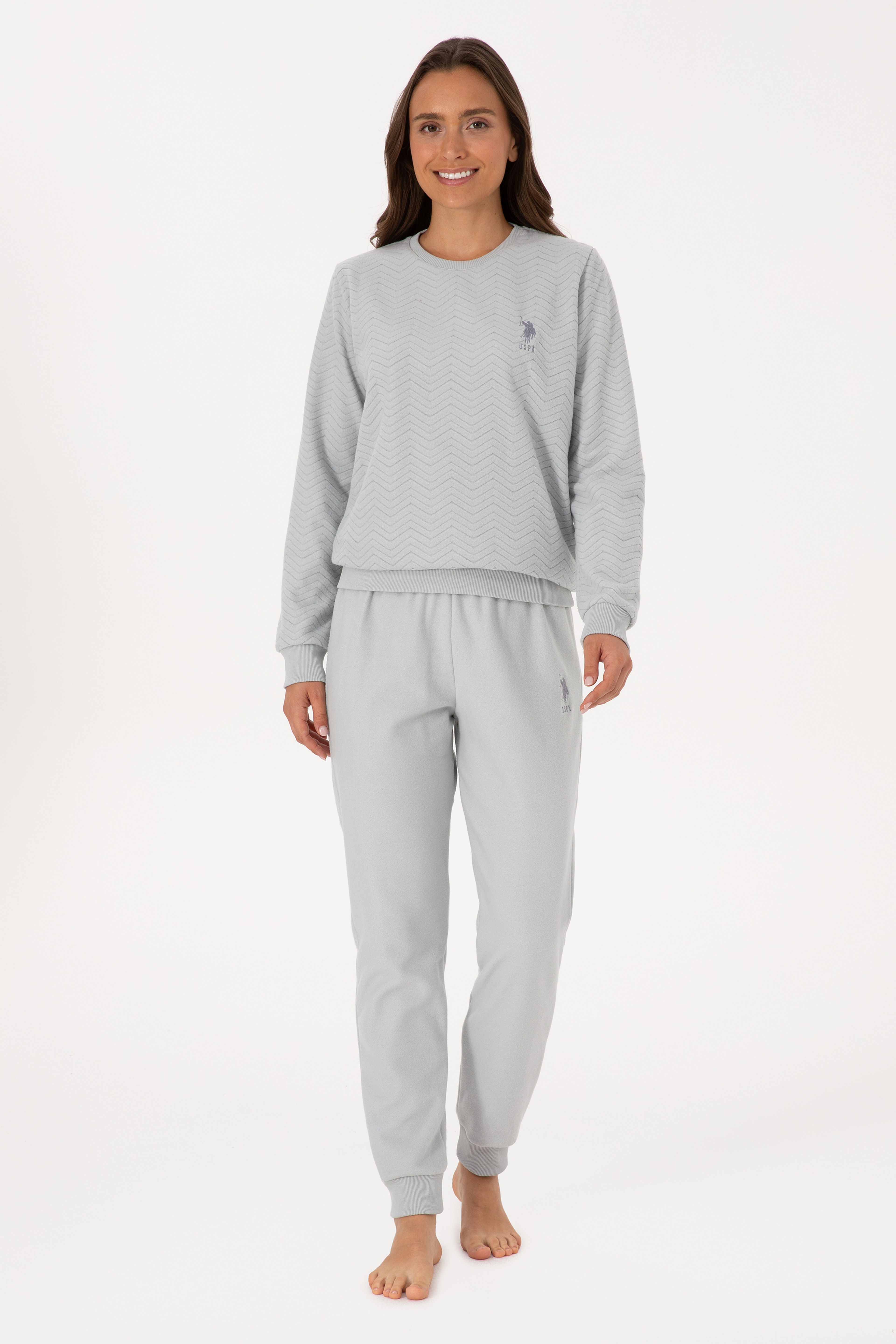 Kadın Gri Melanj Pijama Takımı - Image 4