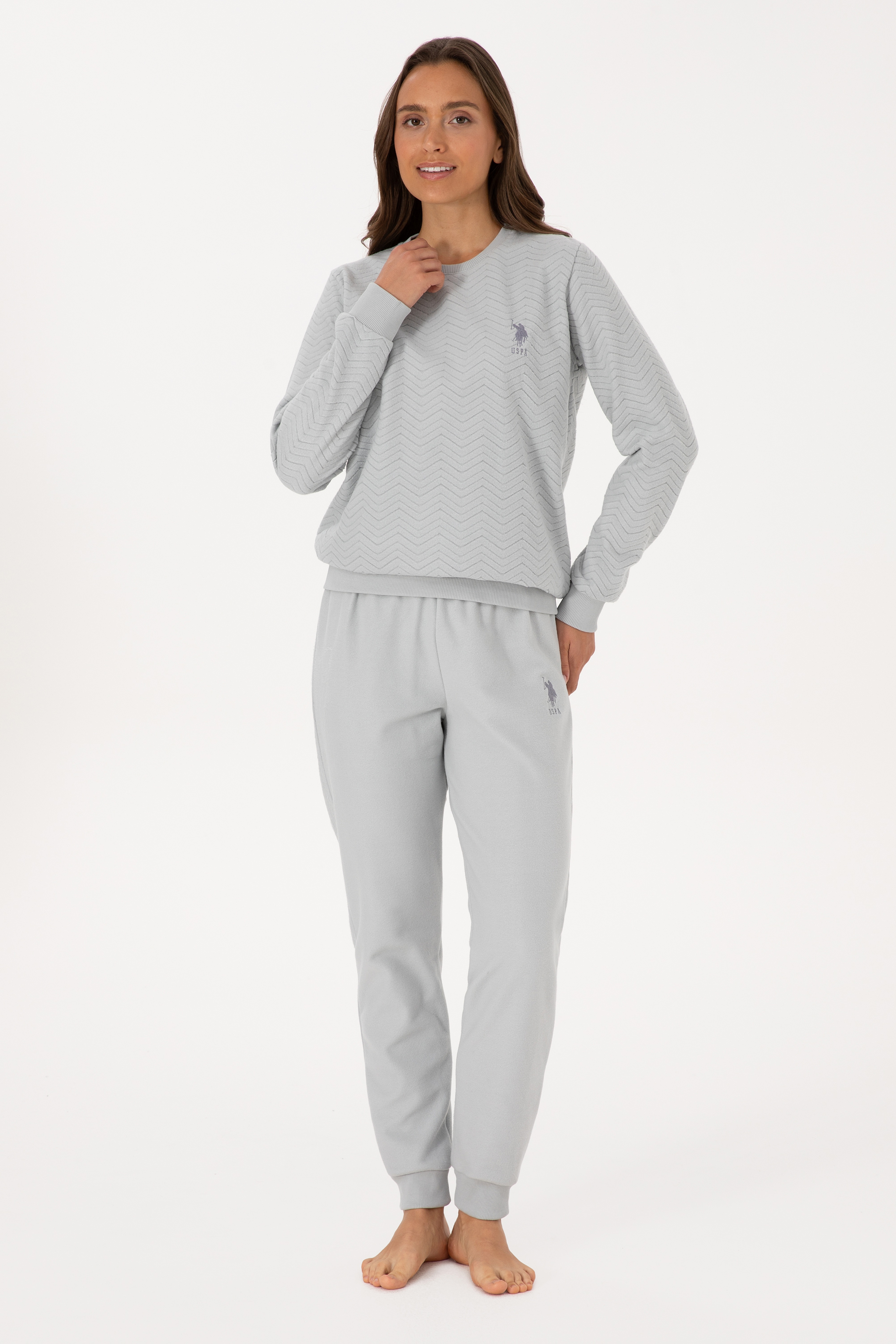 Kadın Gri Melanj Pijama Takımı - Image 1