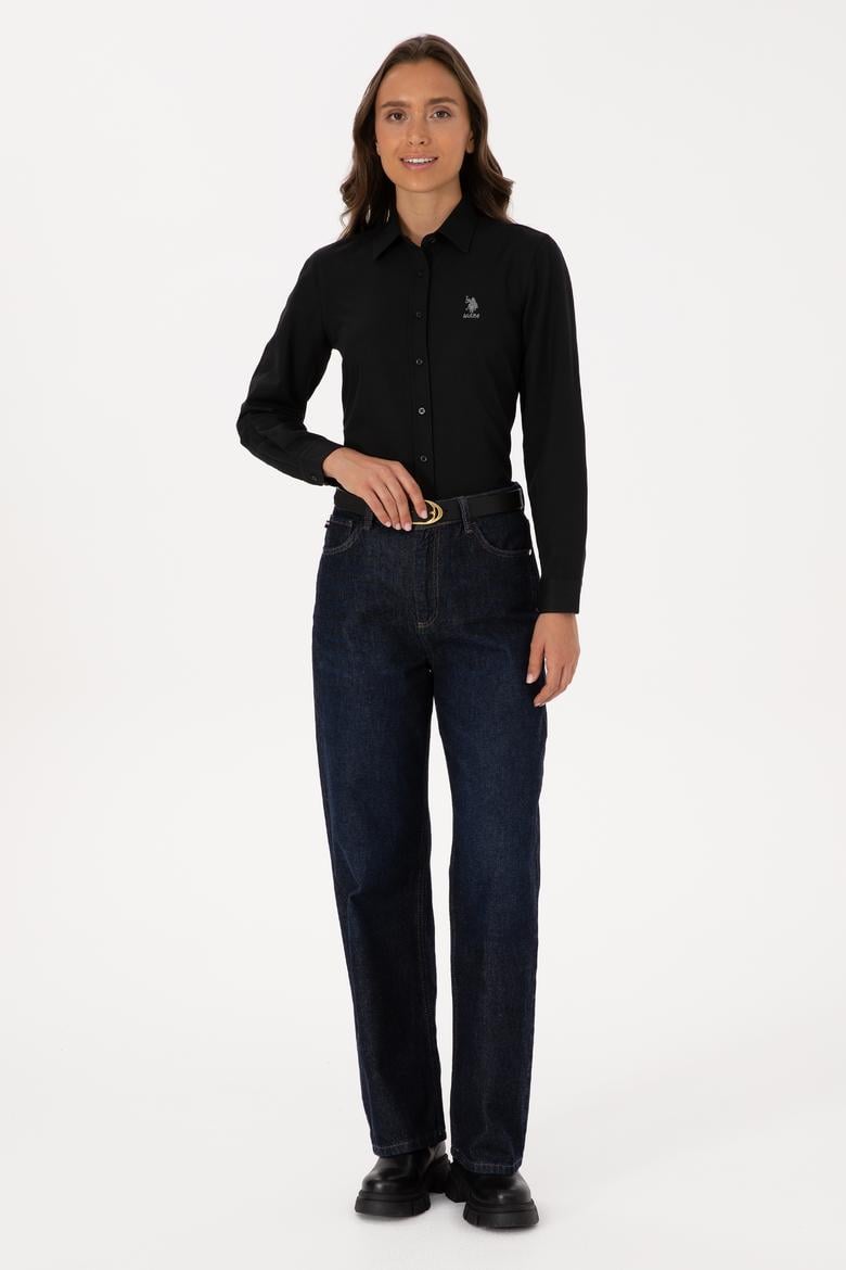 Kadın Siyah Uzun Kollu Basic Gömlek - 50307990031