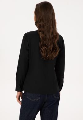 Kadın Siyah Uzun Kollu Basic Gömlek - 50307990031