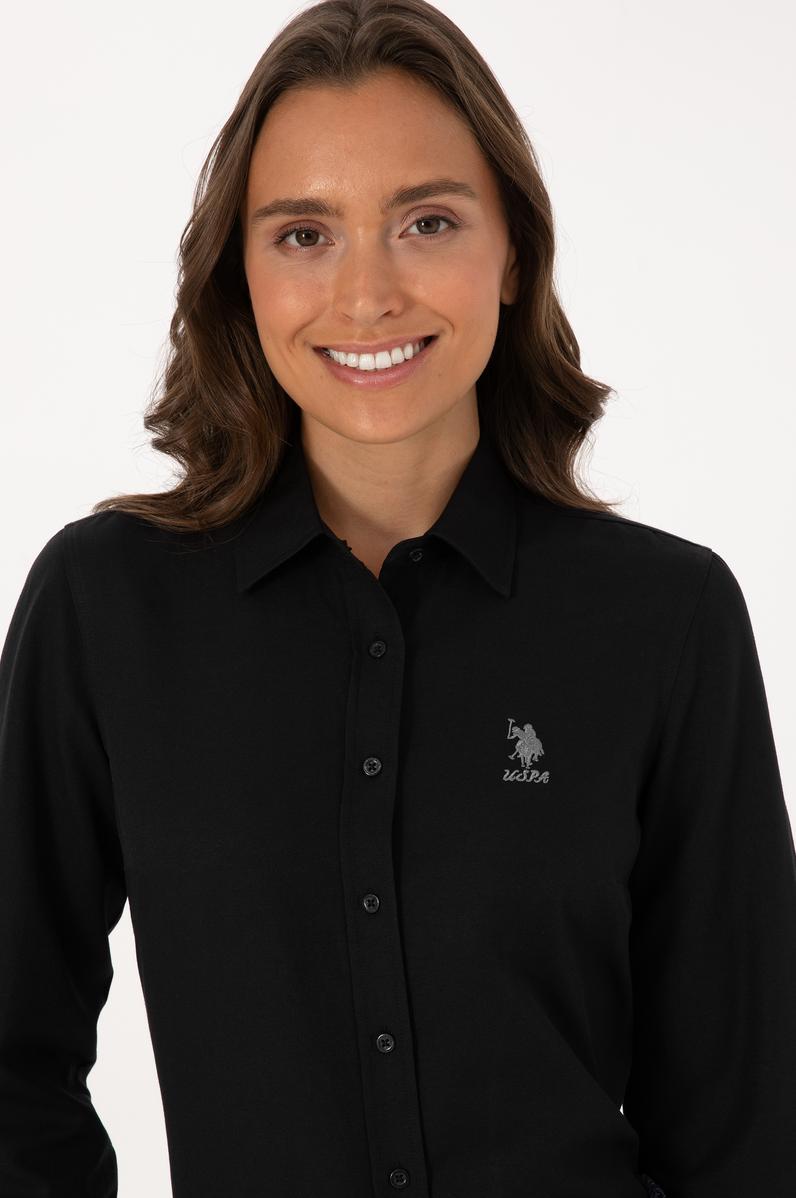 Kadın Siyah Uzun Kollu Basic Gömlek