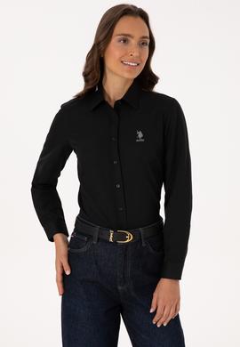 Kadın Siyah Uzun Kollu Basic Gömlek - 50307990031