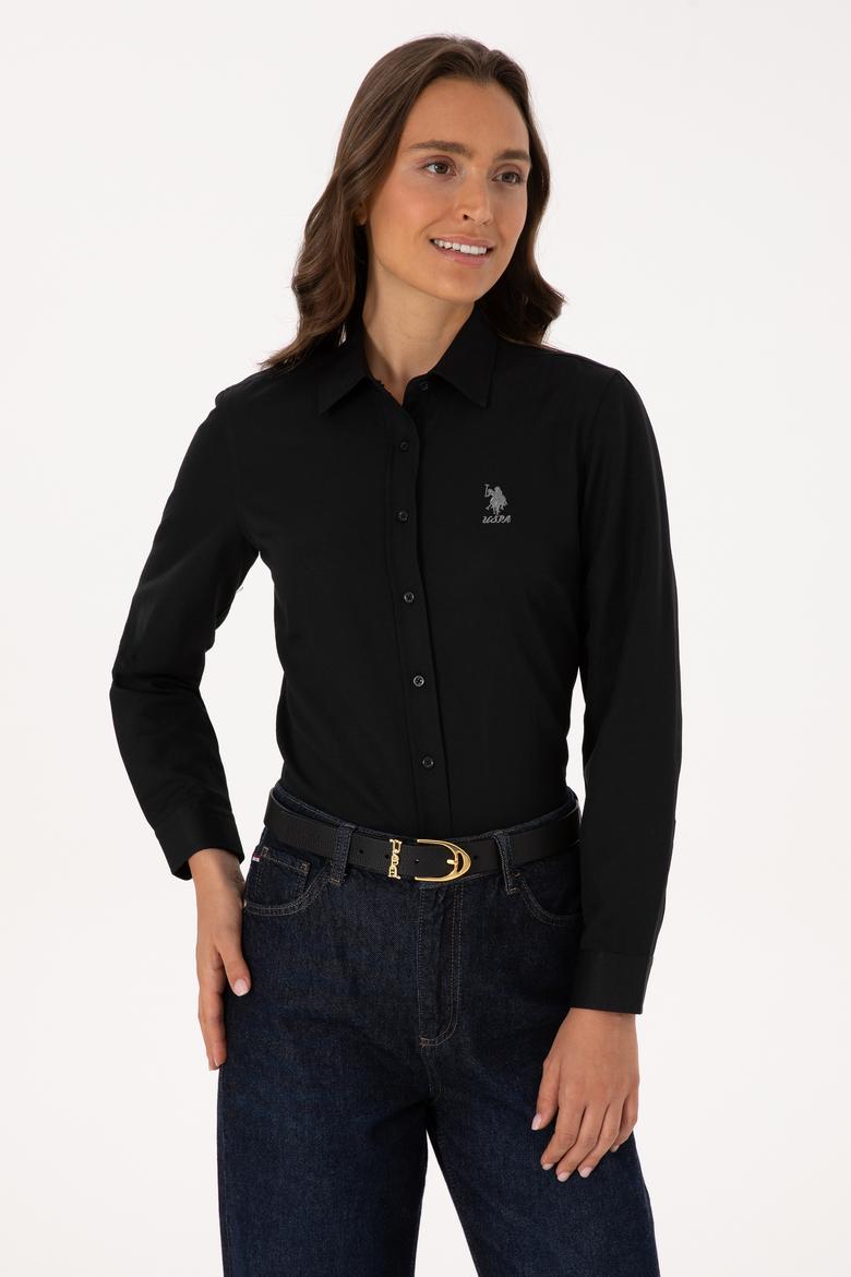 Kadın Siyah Uzun Kollu Basic Gömlek - 50307990031