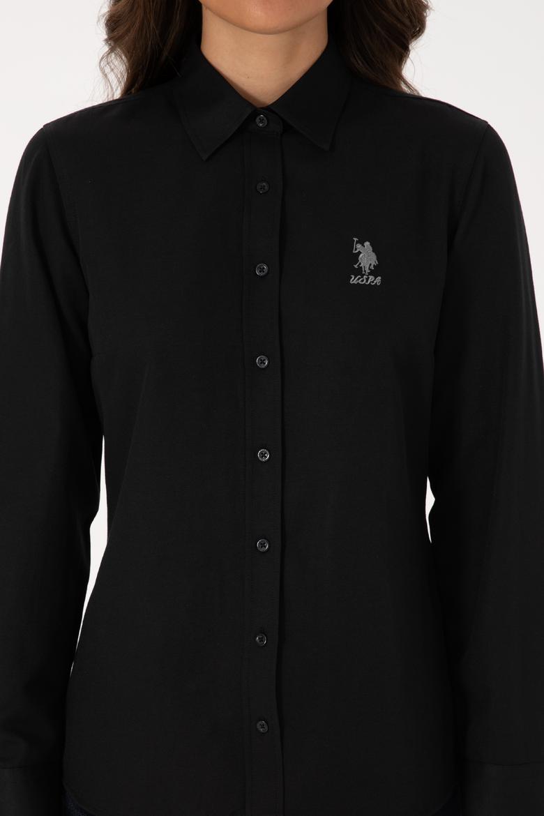 Kadın Siyah Uzun Kollu Basic Gömlek - 50307990031