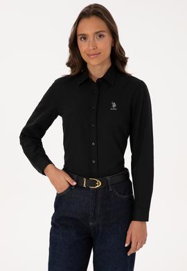 Kadın Siyah Uzun Kollu Basic Gömlek - 50307990031
