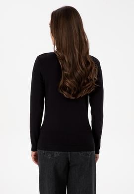 Kadın Siyah V Yaka Basic Kazak - 50307727025