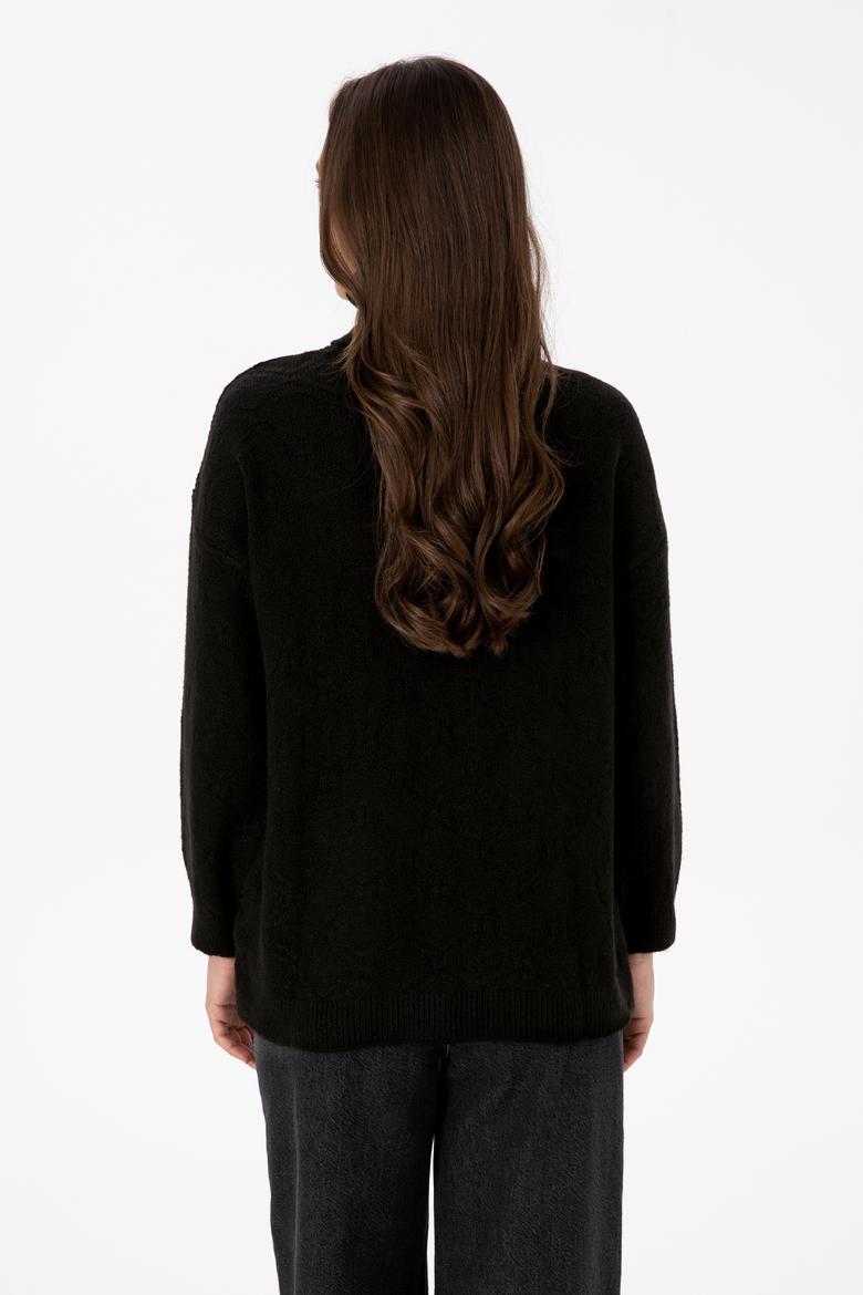 Kadın Siyah Boğazlı Kazak - 50309658034