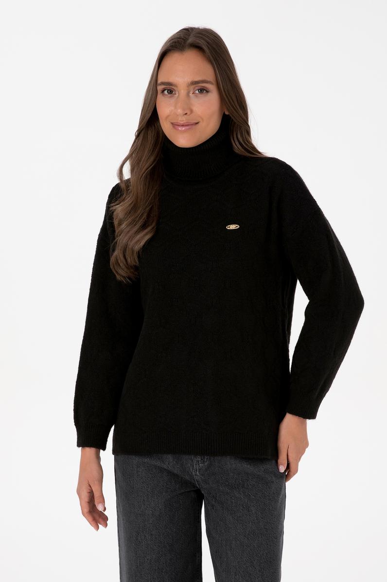 Kadın Siyah Boğazlı Kazak