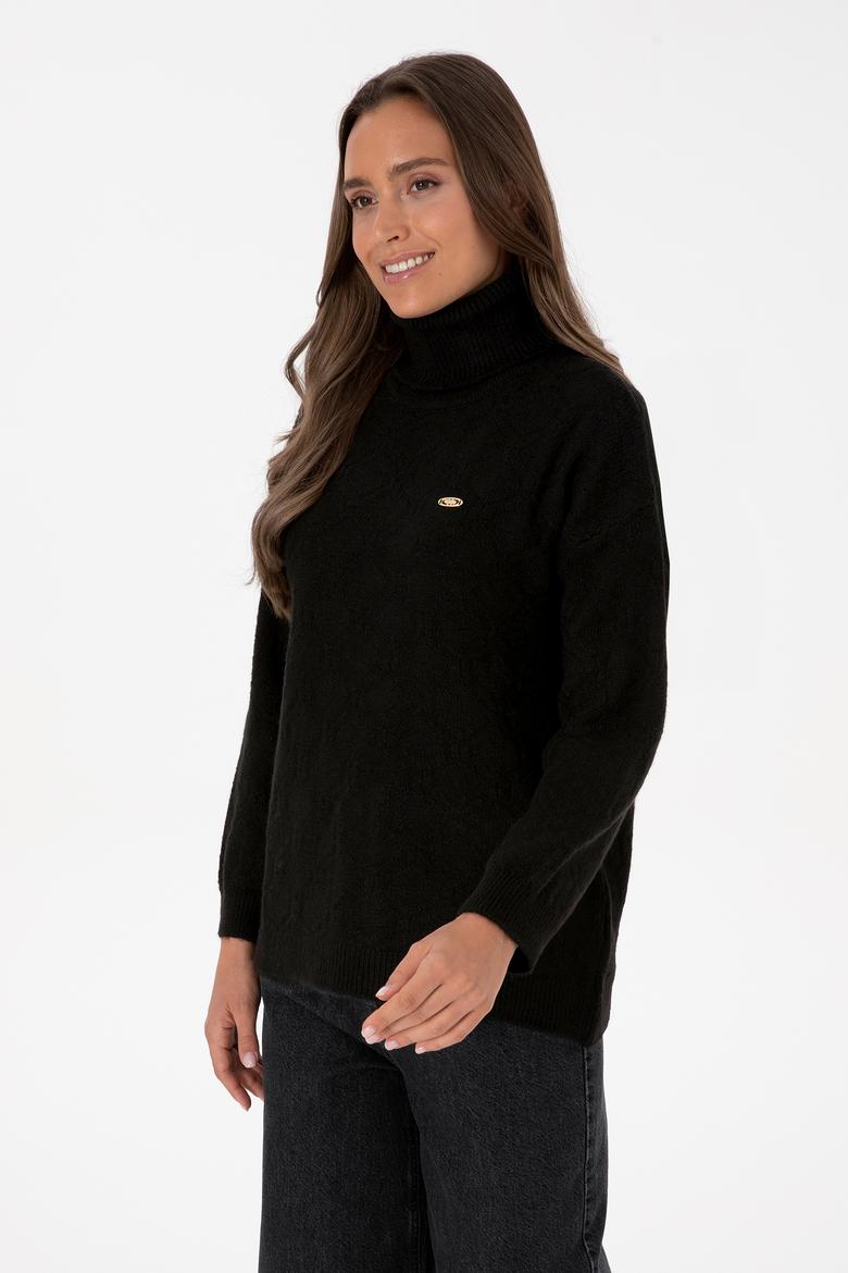 Kadın Siyah Boğazlı Kazak - 50309658034