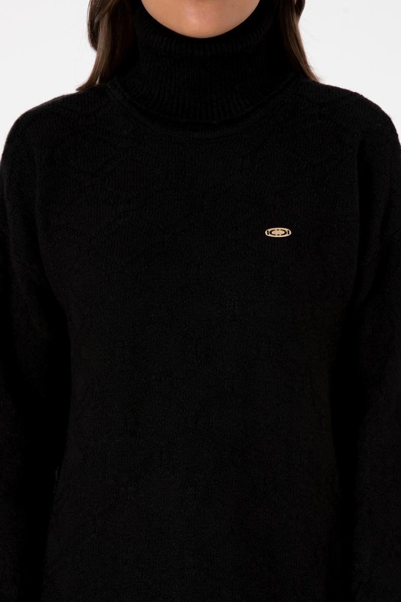 Kadın Siyah Boğazlı Kazak - 50309658034