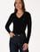 Kadın Siyah Basic V Yaka Kazak
