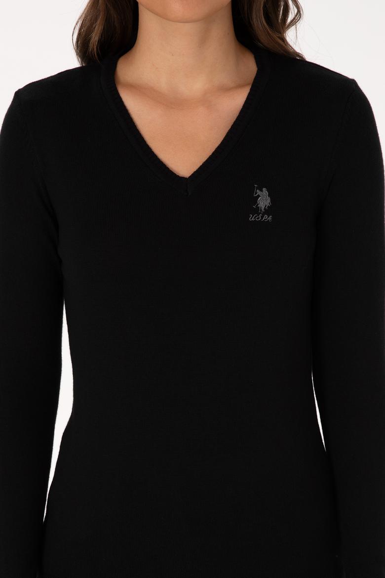 Kadın Siyah Basic V Yaka Kazak - 50307712013