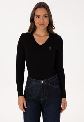 Kadın Siyah Basic V Yaka Kazak - 50307712013
