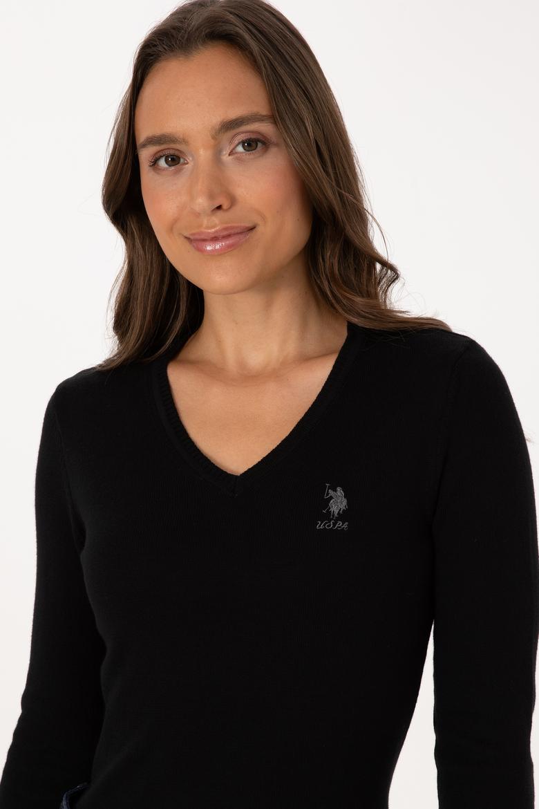 Kadın Siyah Basic V Yaka Kazak - 50307712013