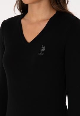 Kadın Siyah Basic V Yaka Kazak - 50307712013