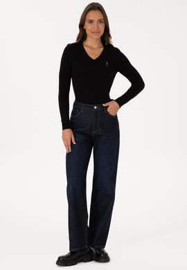 Kadın Siyah Basic V Yaka Kazak - 50307712013