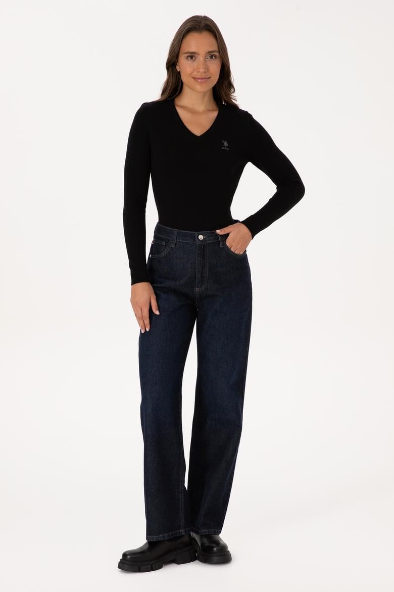 Kadın Siyah Basic V Yaka Kazak - 50307712013