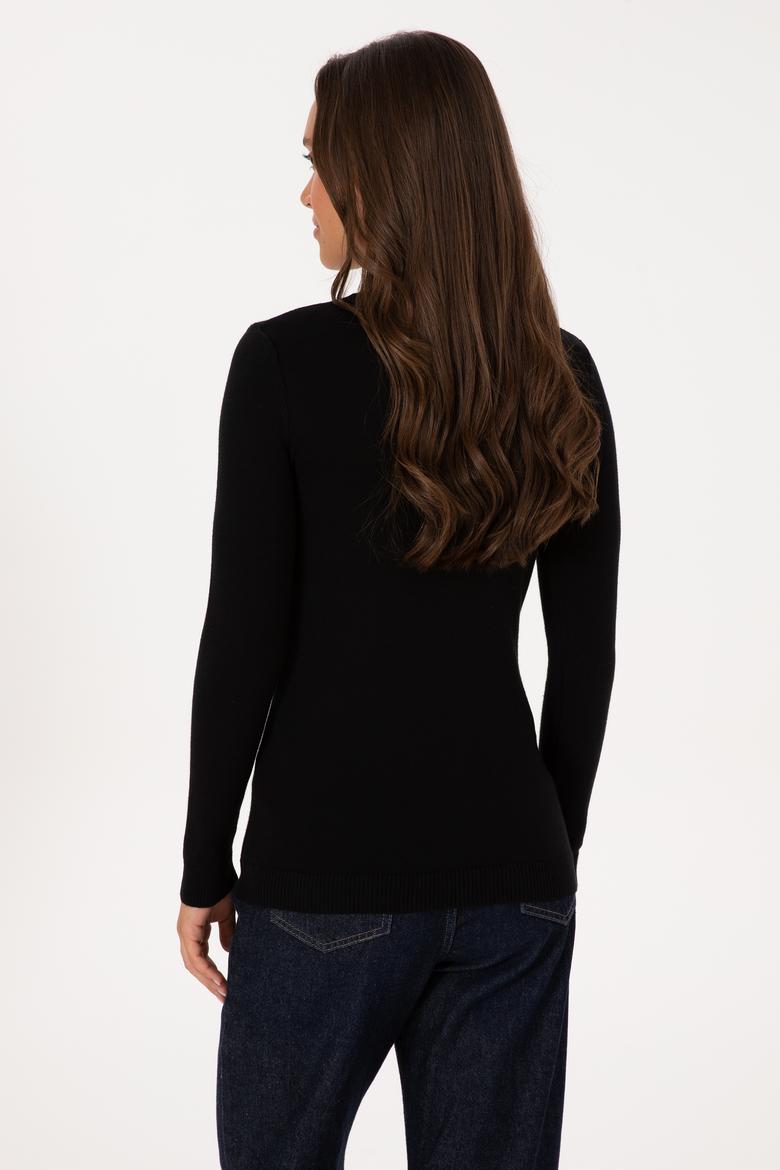 Kadın Siyah Basic V Yaka Kazak - 50307712013