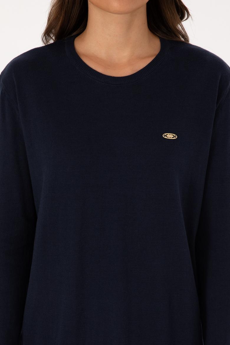 Kadın Lacivert Bisiklet Yaka Basic Kazak - 50307735063