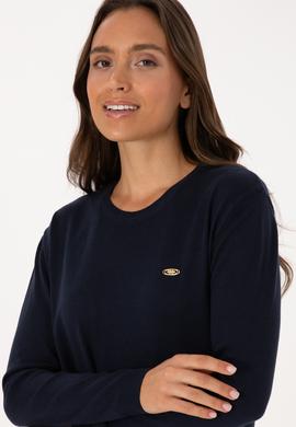 Kadın Lacivert Bisiklet Yaka Basic Kazak - 50307735063