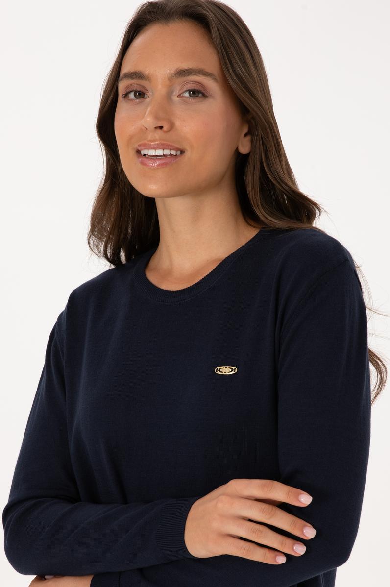 Kadın Lacivert Bisiklet Yaka Basic Kazak