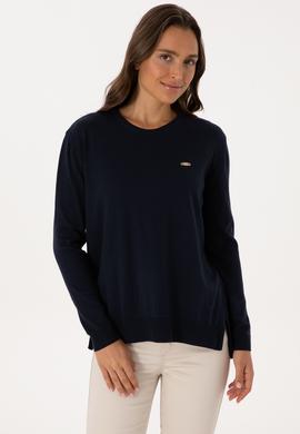 Kadın Lacivert Bisiklet Yaka Basic Kazak - 50307735063