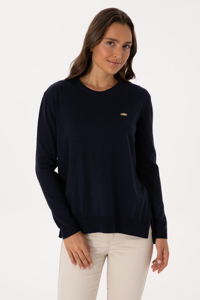 Kadın Lacivert Bisiklet Yaka Basic Kazak - 50307735063