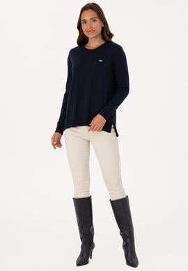 Kadın Lacivert Bisiklet Yaka Basic Kazak - 50307735063