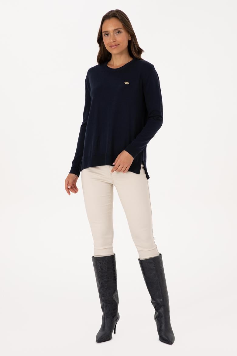 Kadın Lacivert Bisiklet Yaka Basic Kazak - 50307735063