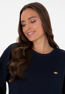 Kadın Lacivert Gömlek Detaylı Bisiklet Yaka Sweatshirt - 50314211013