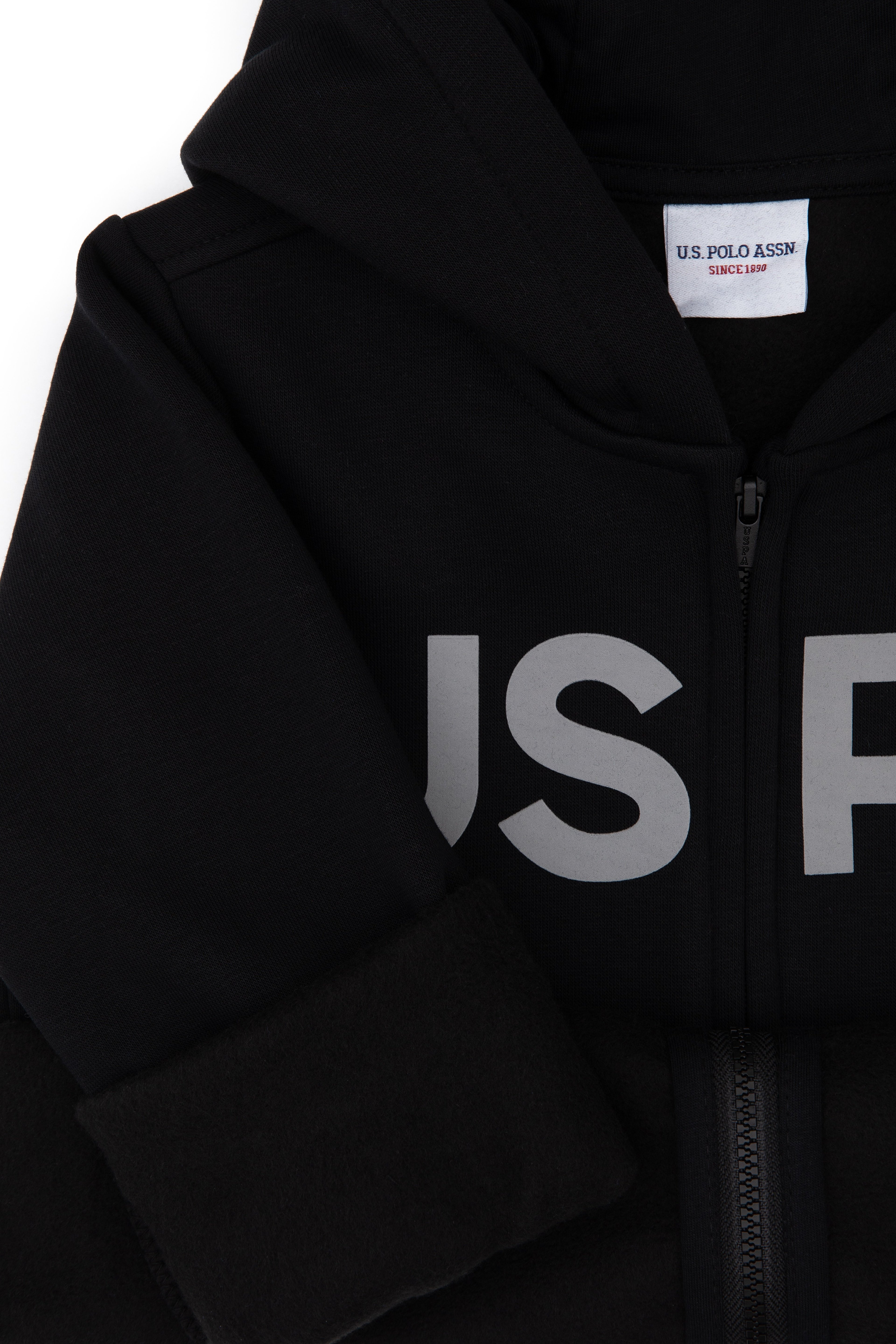 Erkek Çocuk Siyah Basic Kapüşonlu Sweatshirt