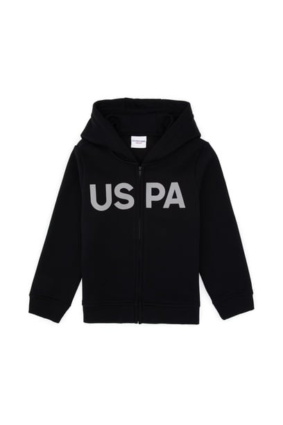 Erkek Çocuk Siyah Basic Kapüşonlu Sweatshirt