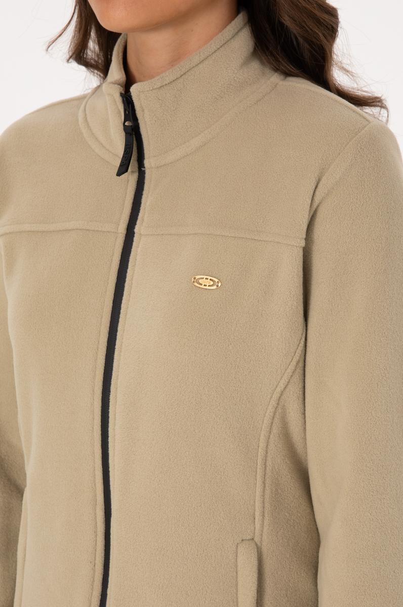 Kadın Açık Haki Fermuarlı Dik Yaka Polar Sweatshirt