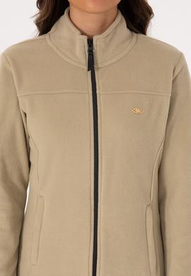 Kadın Açık Haki Fermuarlı Dik Yaka Polar Sweatshirt - 50316729016