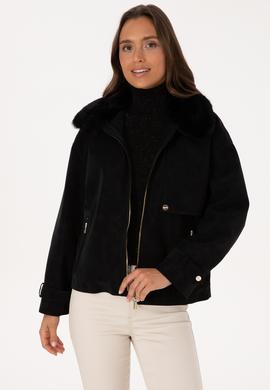 Kadın Siyah Deri Ceket - 50317320002