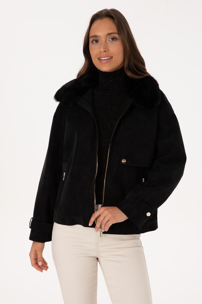 Kadın Siyah Deri Ceket - 50317320002