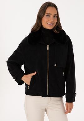 Kadın Siyah Deri Ceket - 50317320002