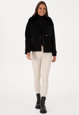 Kadın Siyah Deri Ceket - 50317320002