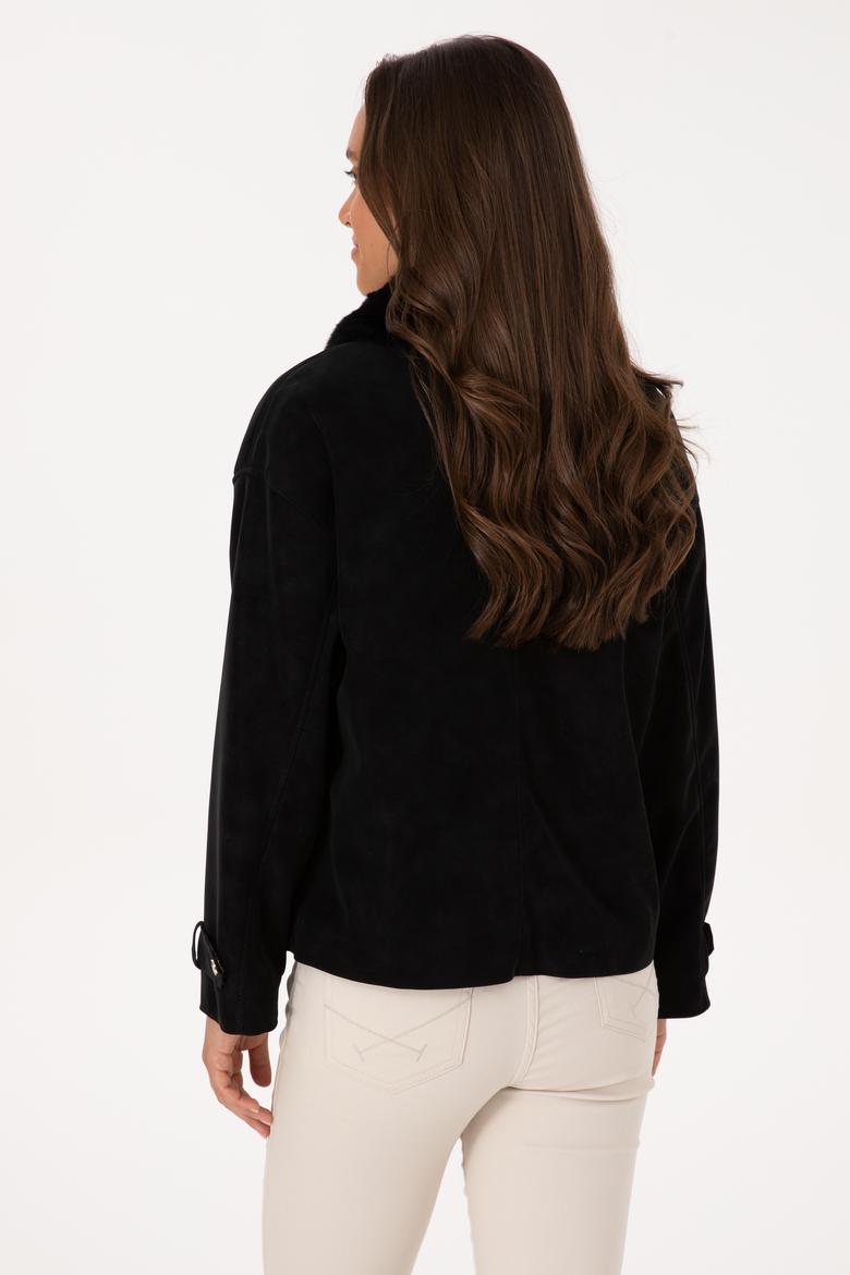 Kadın Siyah Deri Ceket - 50317320002