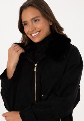 Kadın Siyah Deri Ceket - 50317320002