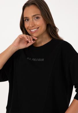 Kadın Siyah Bisiklet Yaka Sweatshirt - 50307792005